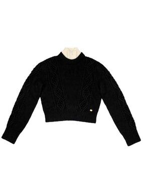 Chanel Knitwear Coconage Collection Knit Top High Neck Black White 34